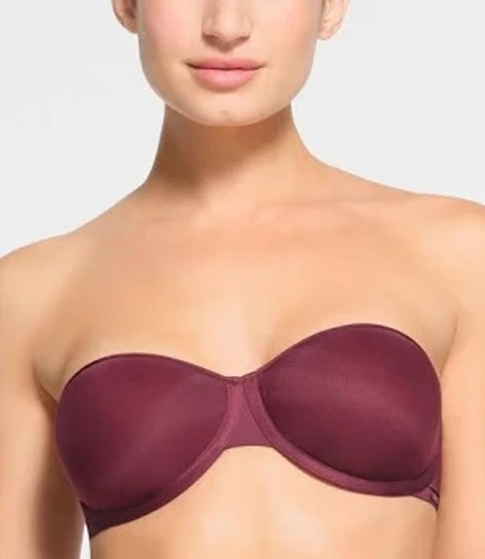 SKIMS NWT Weightless Strapless Bra Oxblood Burgundy Sz 30C
